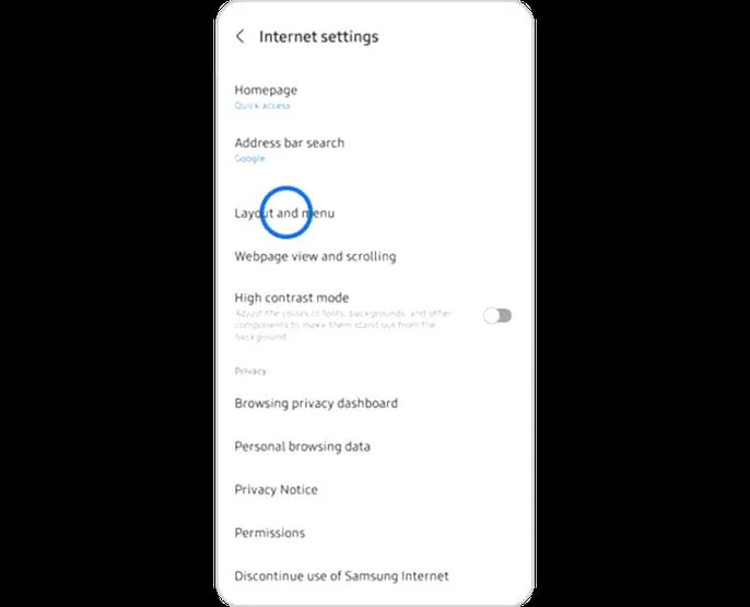 Internet w telefonie Samsung