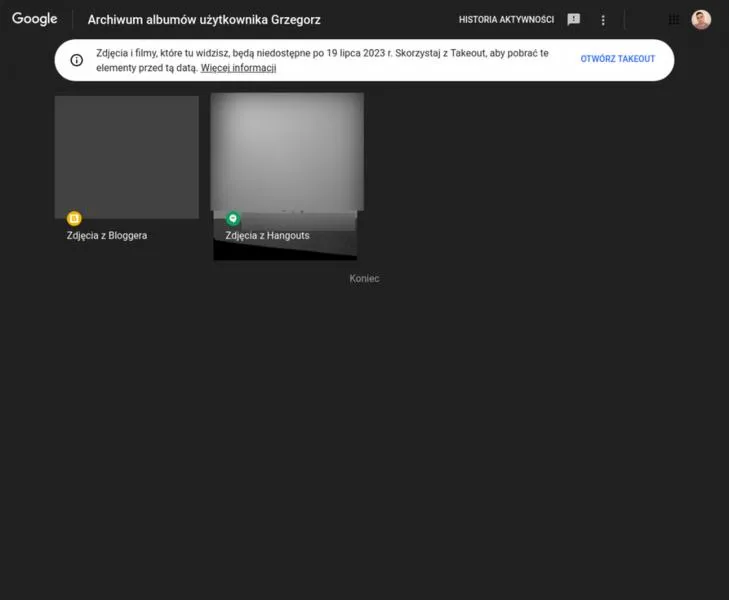 Przenoszenie danych Google
