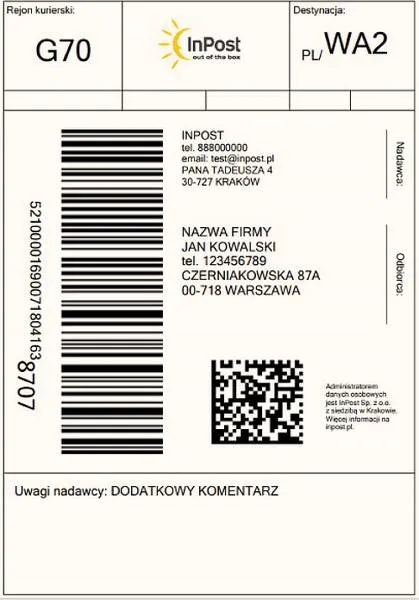 Przygotowanie etykiety do wysyłki