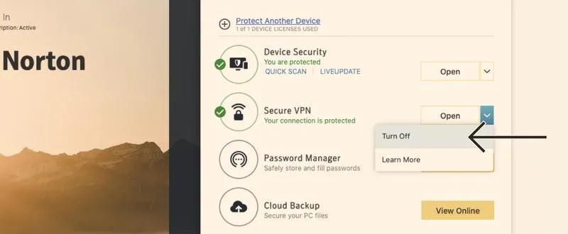 Wyłączanie VPN w telefonie