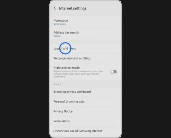 Wyłączanie przeglądarki Samsung