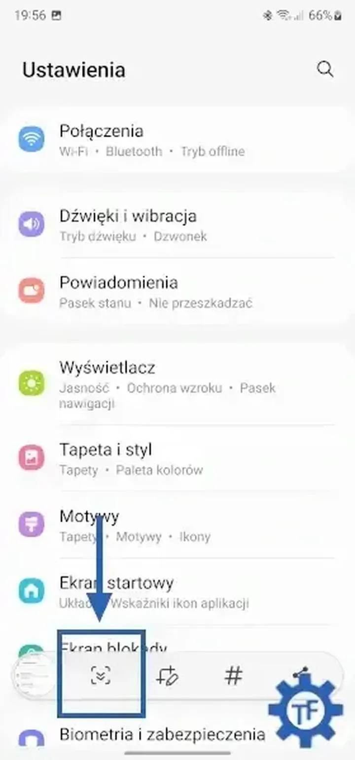 Zrzut ekranu w Samsungu